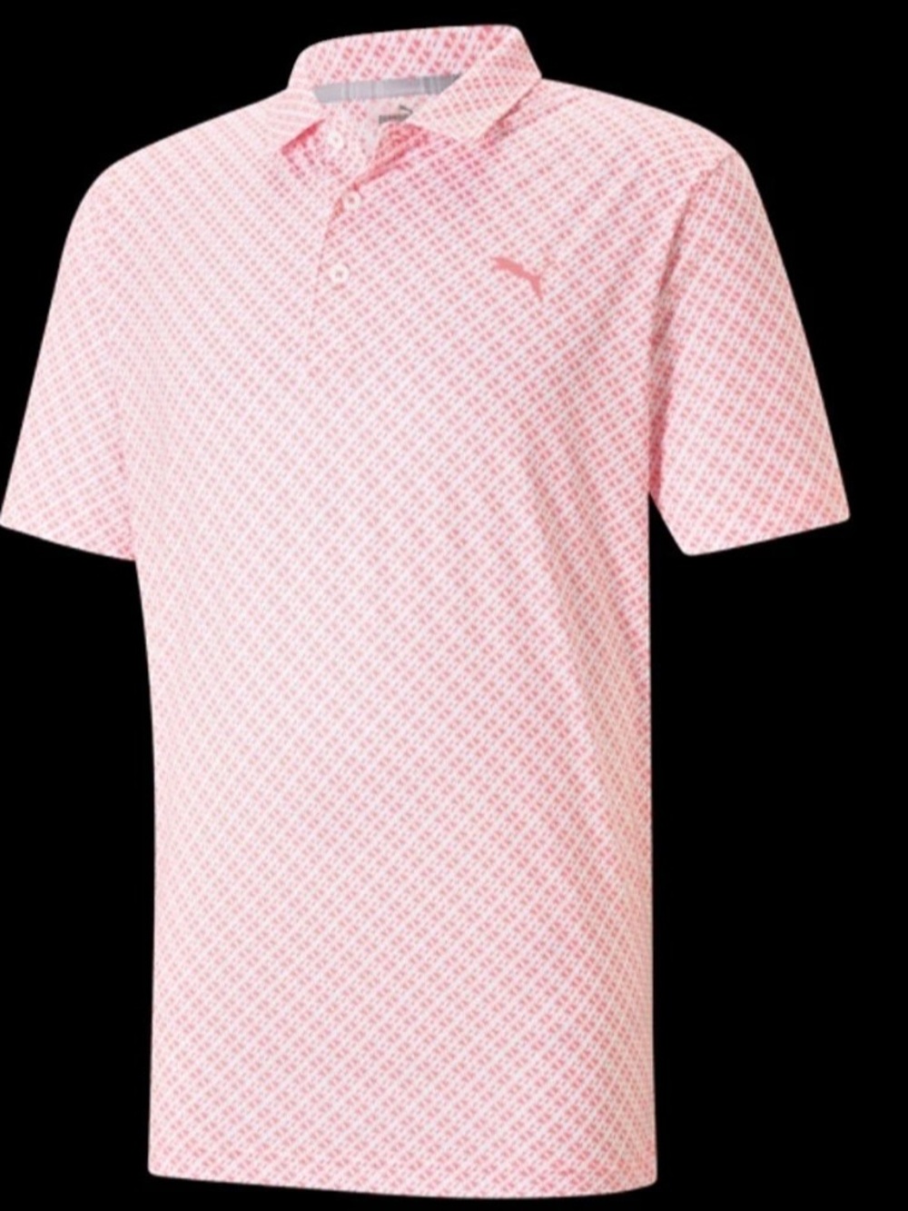 Puma x Palm Tree Crew Men's Palm Print Golf Polo Pink & White Large
